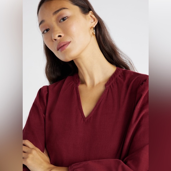 Time and Tru Women's Puff Sleeve Corduroy Top - Picture 3 of 6